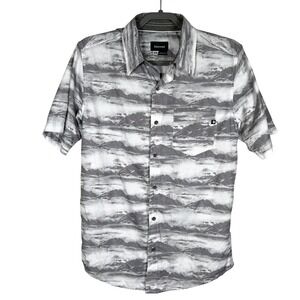 Marmot Shirt Mens M Syrocco Crocodile Mountains Slim Short Sleeve Button Up